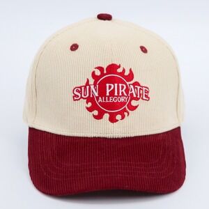 Allegory Sun Pirate Corduroy Snapback Hat Mens OSFM Cream Burgundy‎ Two Tone Cap
